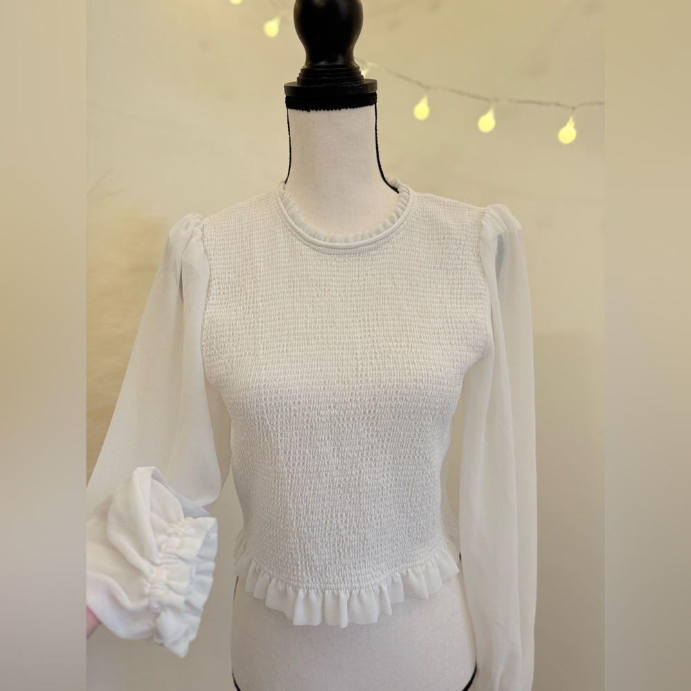 🌾 Aritzia Sheer Puff Long-sleeved Wilfred Tempest Blouse - Picture 3 of 6